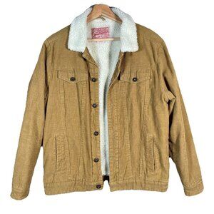 Brooklyn Cloth Corduroy Sherpa Lined Trucker Jacket Size M Cabin Camping Chore